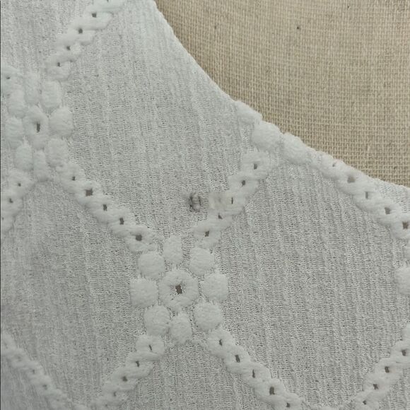 Susan Graver Petite Knit Eyelet Elbow Sleeve Fully Lined Dress *slight flaw* - Picture 3 of 6